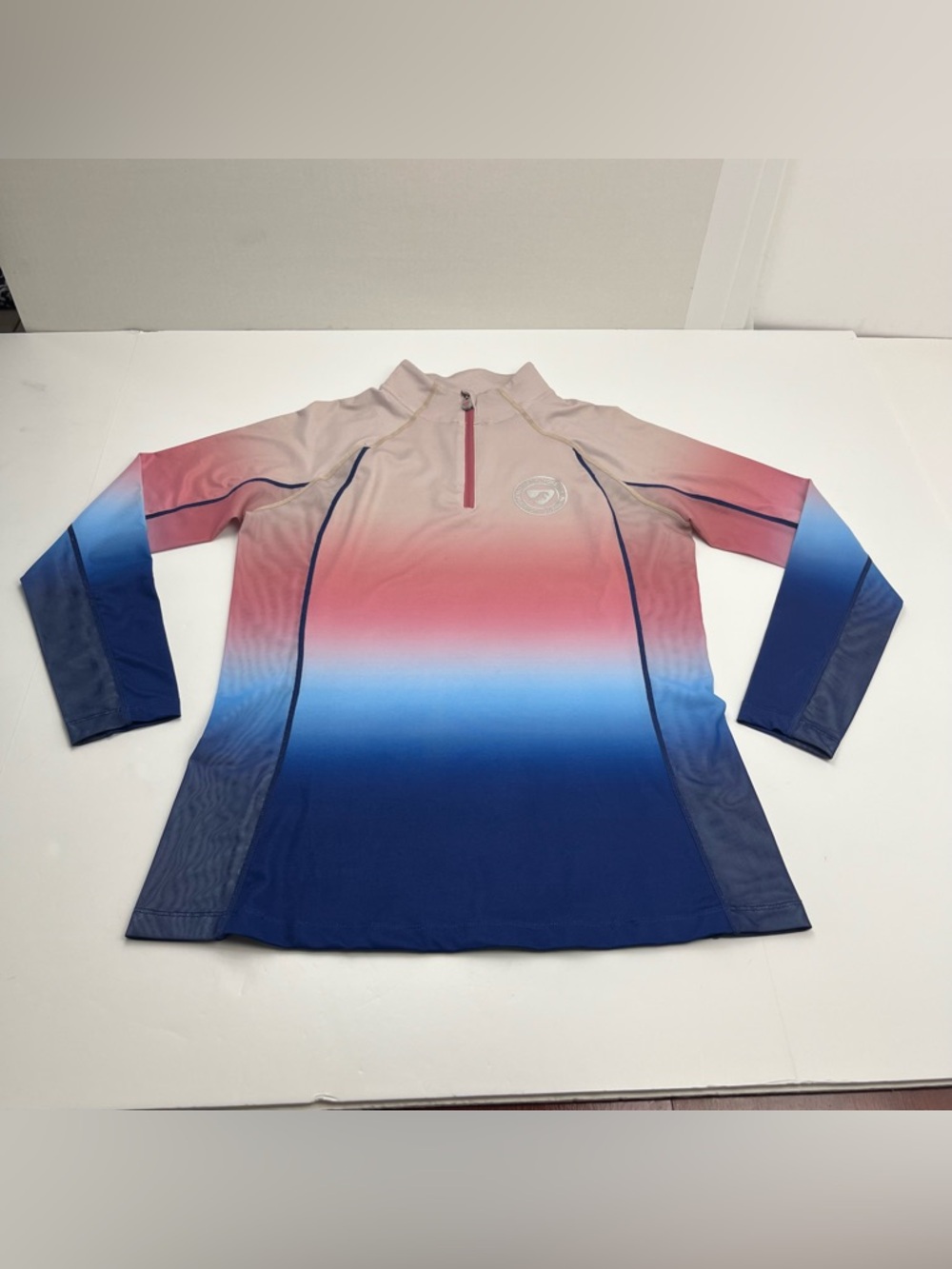 Aubrion‎ Ombre Pink Blue Quarter Zip Base Layer Womens Size XL US 12 Equestrian